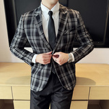 英伦韩版修身男士商务休闲格子西服男外套X940-P155，男装西服，电商C308