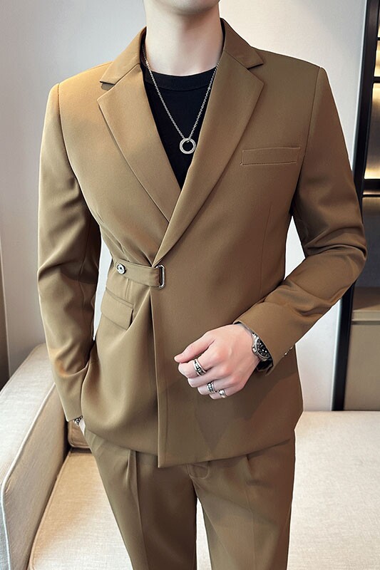 春季英伦修身男士西装韩版休闲斜扣西服外套白色X908-P150,男装西服套装,电商C308