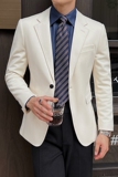 秋冬高级感星空呢面料西服男士英伦一粒扣纯色西装外套X926-P135，男装西服套装，电商C308