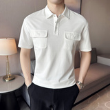 男士休闲polo衫t恤潮流修身翻领半袖polo衫咖啡色C10012-P58，男装T恤，电商C308