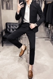 20秋冬款英伦韩版时尚修身商务立领男士西服套装LJT954-P230，男装西服套装，电商C308