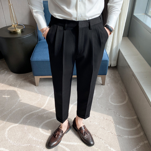 夏季薄款纯色九分裤男士痞帅坠感免烫西裤青年冰凉休闲裤 K05-P70，男装西裤，电商C308