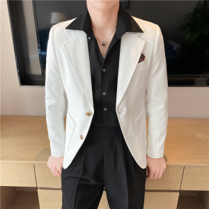 春夏季休闲小西服外套男高级感韩版修身英伦痞帅单西装X01-P155