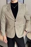 英伦韩版修身男士商务休闲小细格西服男外套X942-P155，男装西服，电商C308