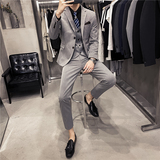 秋冬款英伦韩版修身男士休闲二粒扣西服三件套白色SJT961-P280，男装西服，电商C308
