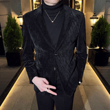 英伦韩版修身男士商务休闲二粒扣灯芯绒西服加厚外套灰色X32-P170，男装西服，电商C308