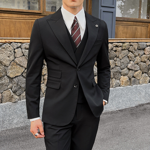 英伦修身男士二粒扣纯色西服新郎伴郎礼服小西装X921-P150