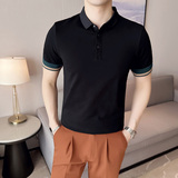 男士休闲polo衫t恤潮流修身翻领半袖polo衫白色C60025-P58，男装T恤，电商C308