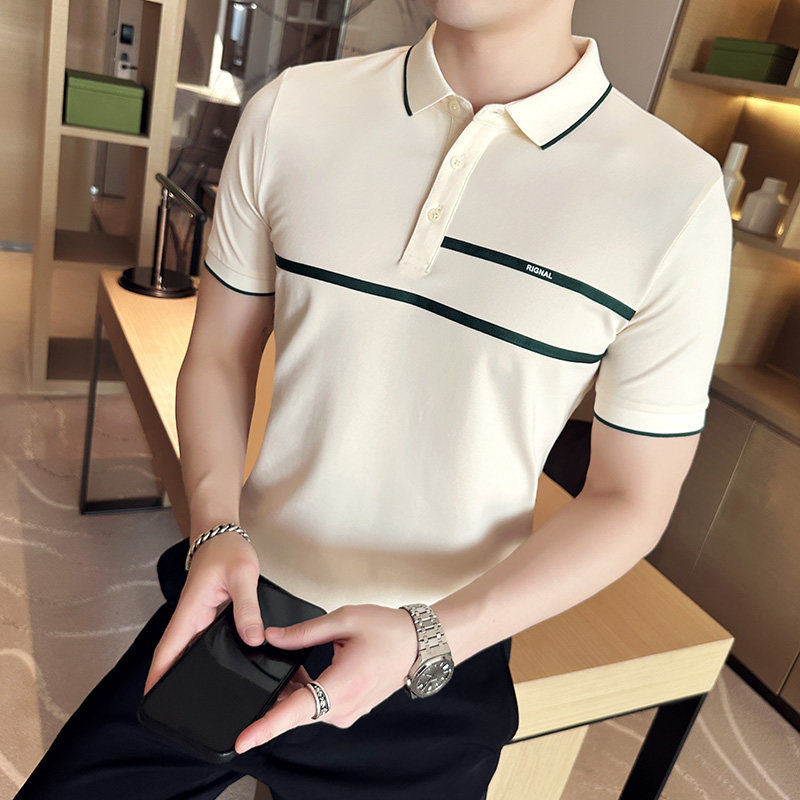 夏季男士polo衫t恤潮流修身翻领半袖polo衫黑色F9408-P58,男装T恤,电商C308