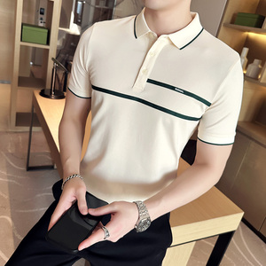 夏季 男士polo衫t恤 潮流修身翻领半袖polo衫黑色 F9408-P58图片
