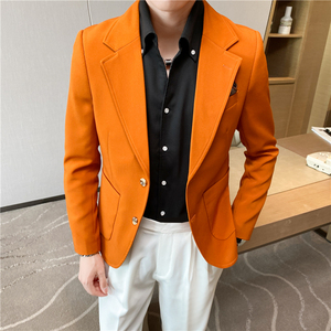 春夏季休闲小西服外套男高级感韩版修身英伦痞帅单西装X01-P155图片