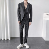 ins轻熟风秋冬韩版修身男士虚线条纹休闲西服三件套SJT937-P265，男装西服，电商C308