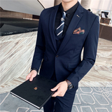 秋冬款英伦韩版修身男士休闲商务西服三件套中灰色SJT830-P265，男装西服，电商C308