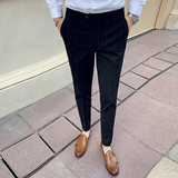 秋冬新款韩版修身男士西装裤英伦休闲商务条纹长裤K140-P75，男装西服套装，电商C308