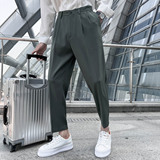 春夏款轻熟风微宽时尚休闲裤男阔版纯色九分西裤K15-P65，男装西裤，电商C308