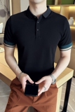 男士休闲polo衫t恤潮流修身翻领半袖polo衫白色C60025-P58，男装T恤，电商C308