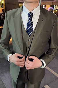 英伦韩版修身男士休闲商务西服三件套新郎套装藏青色SJT888-P285图片