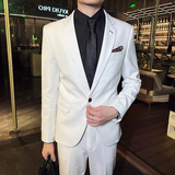 秋冬款英伦韩版修身男士休闲商务西服套装中灰色LJT830-P205，男装西服套装，电商C308