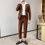 痞雅高级感休闲纯色二粒扣西服男英伦时尚九分西裤套装TZ05-P225，男装西服，电商C308