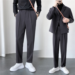 秋冬 ins轻熟风宽松时尚休闲西裤 阔版纯色直筒长裤 K27-P75，男装西裤，电商C308