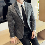 英伦韩版修身男士休闲千鸟格西服加厚外套X929-P155，男装西服，电商C308