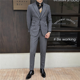 英伦修身男士二粒扣格子西服三件套新郎伴郎礼服套装SJT919-P300，男装西服，电商C308