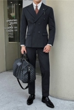 英伦修身男士双排扣纯色西服三件套新郎伴郎礼服套装SJT913-P265，男装西服，电商C308