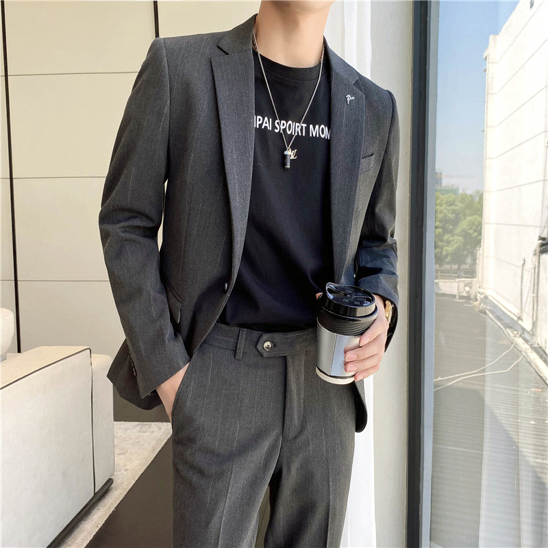 轻熟风ins韩版修身男士休闲西服外套新郎伴郎小西装X24-P155，男装西服套装，电商C308