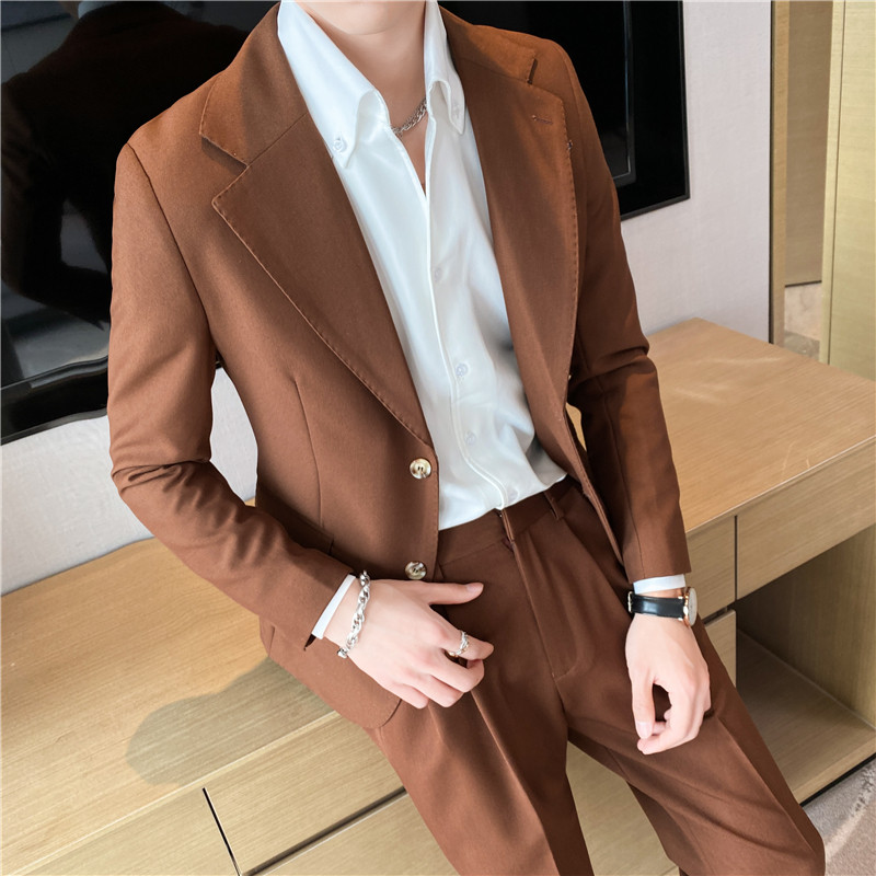 高级感休闲二粒扣小西服男外套韩版修身英伦痞帅单西装X05-P155，男装西服套装，电商C308