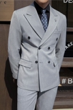 英伦修身男士双排扣纯色西服三件套新郎伴郎礼服套装SJT913-P265，男装西服，电商C308