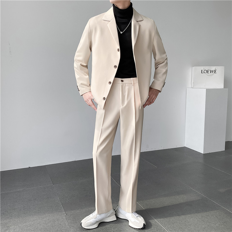 轻熟风ins英伦纯色西服套装阔版宽松休闲小西装TZ27四粒扣-P225，男装西服套装，电商C308