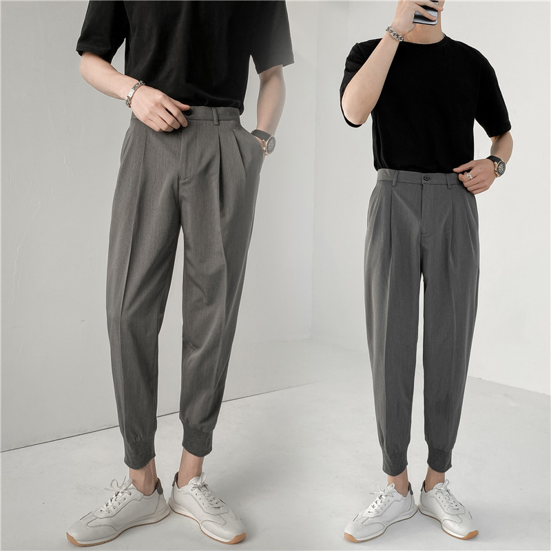 轻熟风宽松时尚休闲裤韩版纯色小脚九分西裤K19-P65，男装西裤，电商C308