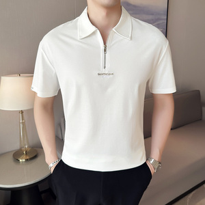男士休闲polo衫t恤 潮流修身翻领半袖polo衫白色F9510-P58图片