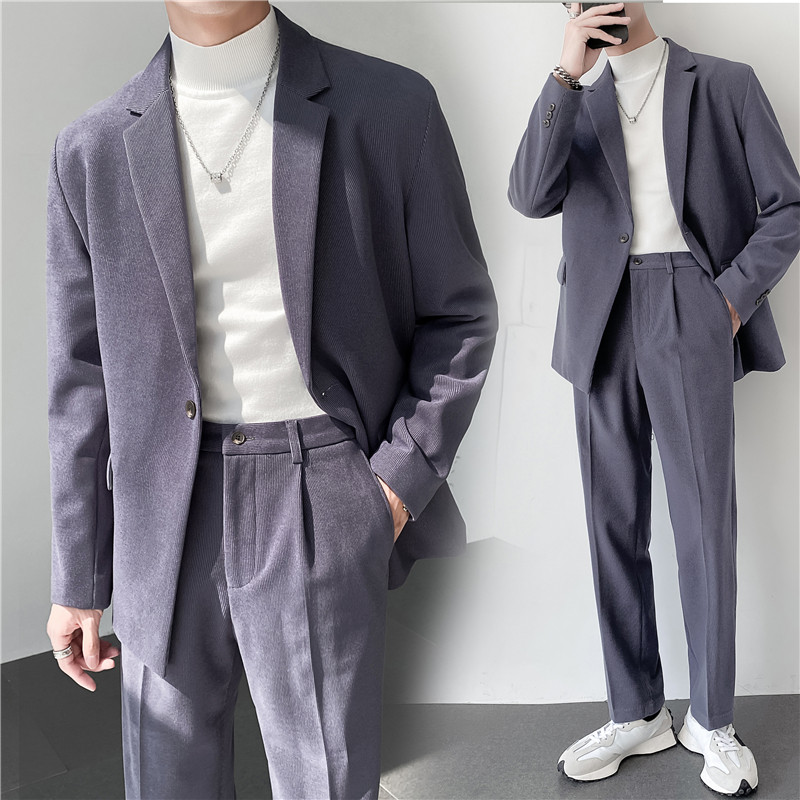 高质量男性西装轻熟风ins英伦宽松纯色休闲西服套装TZ25-P225,男装西服套装,电商C308