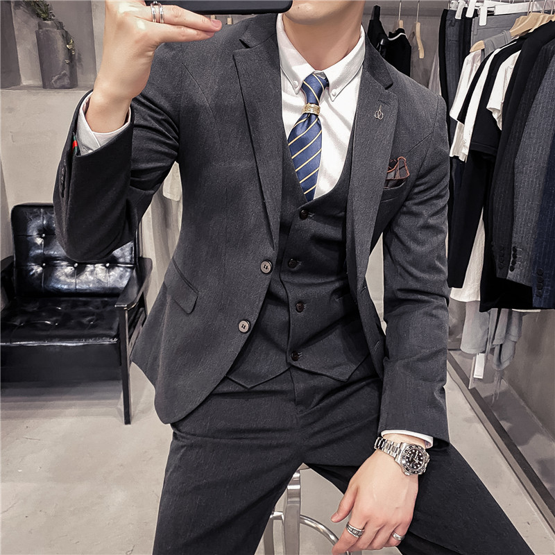 秋冬款英伦韩风修身男士二粒扣商务西服三件套SJT961-P280,男装西服,电商C308