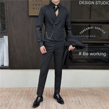 新郎婚礼伴郎服礼服马甲男士高级感双排扣条纹马甲MJ918-P70，男装背心/马甲，电商C308