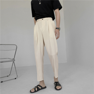 春夏款 輕熟風(fēng)微寬時(shí)尚休閑九分褲 闊版純色九分西褲 K15-P65圖片