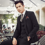 秋冬高品质韩版修身条纹男士西服三件套新郎西服套装SJT903-P265，男装西服套装，电商C308