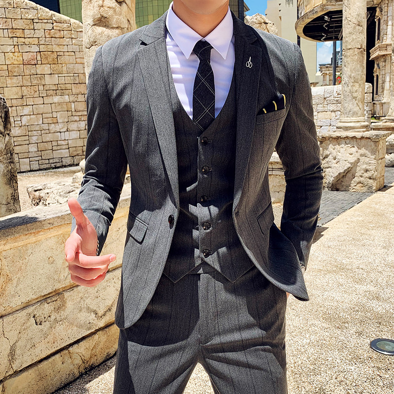 秋冬新款英伦韩版修身男士条纹单件西服外套X140-P145,男装西服,电商C308
