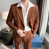 高级感休闲双排扣小西服男外套韩版修身英伦痞帅单西装X02-P155，男装西服套装，电商C308