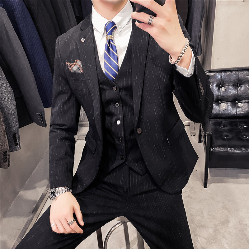 20秋冬款英伦时尚韩风修身商务男士西服三件套SJT937-P265,男装西服,电商C308