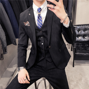 20秋冬款 英伦时尚韩风修身商务男士西服三件套 SJT937-P265图片