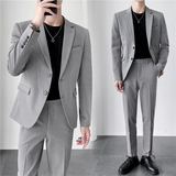 轻熟风ins韩版修身男士休闲纯色二粒扣西服套装LJT961-P220，男装西服套装，电商C308