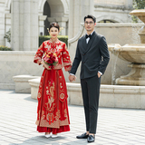 中式新郎西服套装婚礼伴郎礼服男士高级感青果领西装LJT939-P205，男装西服套装，电商C308