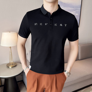 夏季男士休闲短袖polo衫 潮流修身翻领半袖t恤白色C60024-P58图片