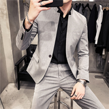 20秋冬款韩风时尚修身商务立领男士西服套装LJT954-P230，男装西服套装，电商C308