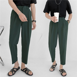 轻熟风微宽时尚休闲裤阔版纯色九分西裤男K15-P65，男装西裤，电商C308