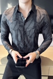 高级感修身花衬衫时尚衬衣男长袖衬衫质感潮流衬衫白色C2038-P63，男装衬衫，电商C308
