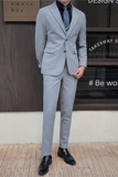 英伦修身男士二粒扣纯色西服三件套新郎伴郎礼服套装SJT912-P265，男装西服，电商C308