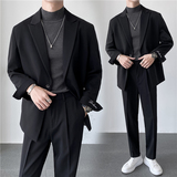 ins轻熟风英伦纯色西服套装阔版宽松休闲小西装TZ27刺绣-P225，男装西服套装，电商C308